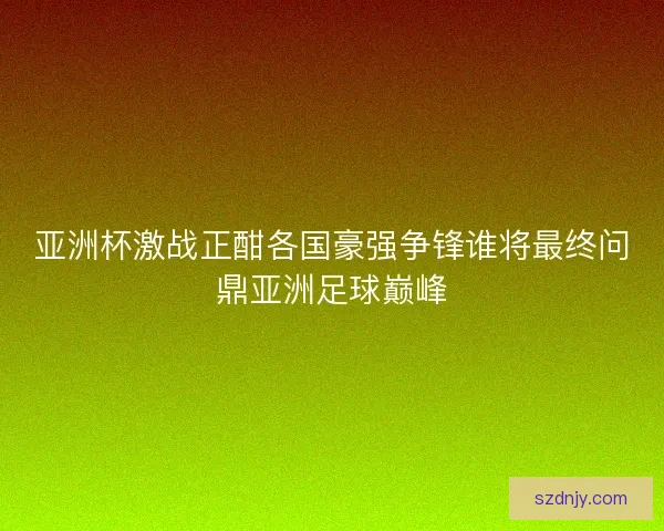 亚洲杯激战正酣各国豪强争锋谁将最终问鼎亚洲足球巅峰